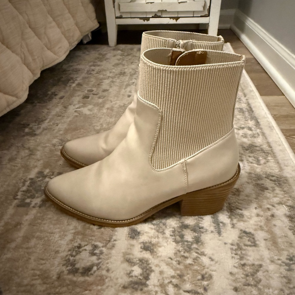 Dolce Vita Cream Ankle Boots Booties